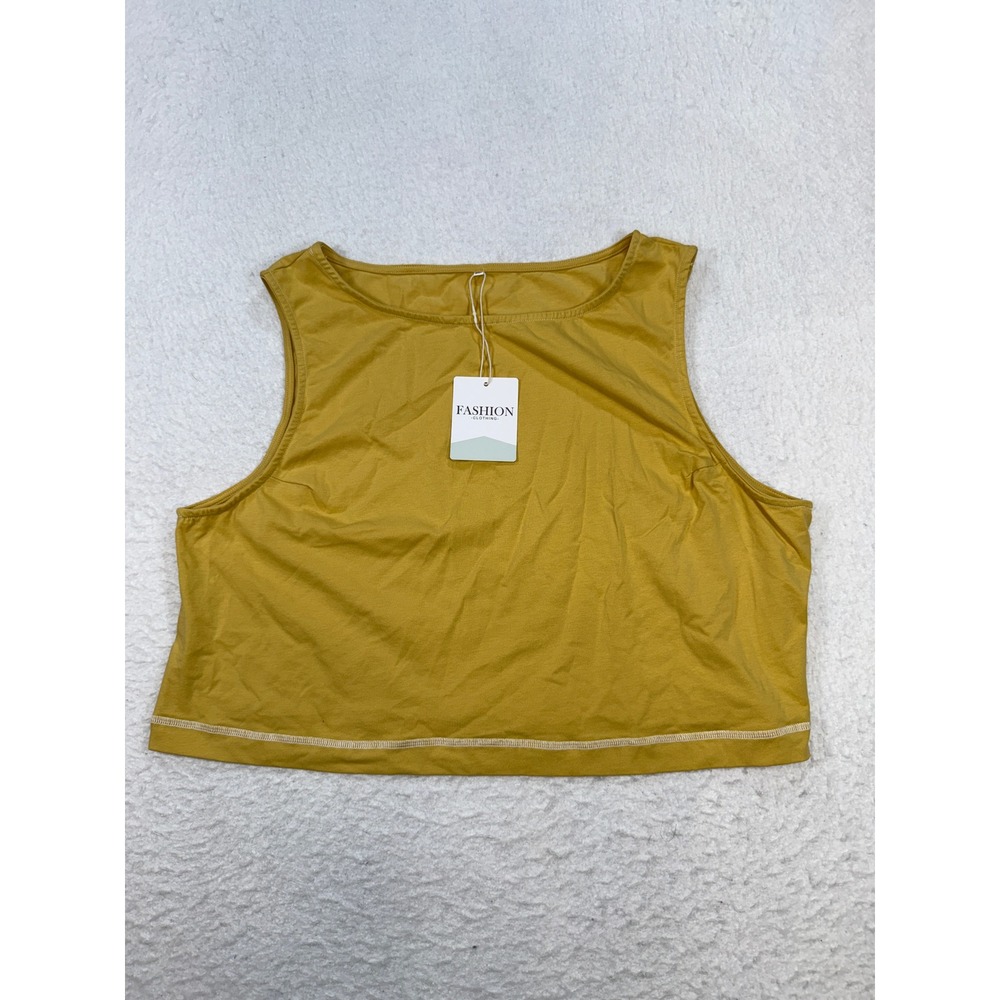 Fashion Clothing Mustard Yellow Sleeveless Crop Top XXL NWT
